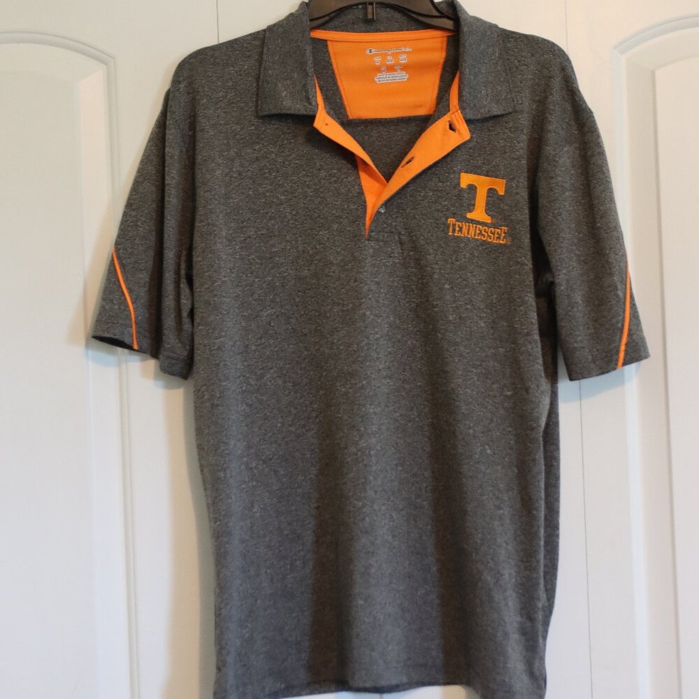 Champion Elite Mens Tennessee Grey and Orange Short Sleeve Polo Size Medium